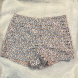 Blue/ivory/beige lace/satin short
